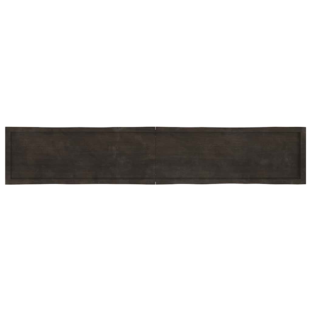 bordplade 220x40x(2-6) cm naturlig kant behandlet træ mørkebrun