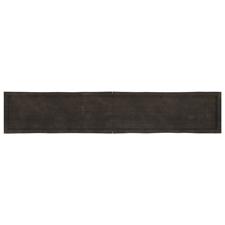 bordplade 220x40x(2-6) cm naturlig kant behandlet træ mørkebrun