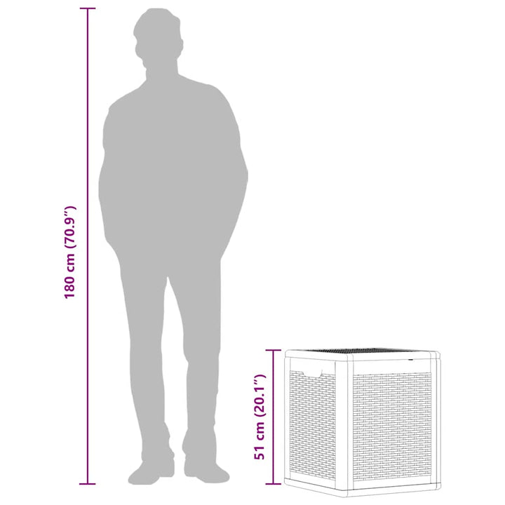 opbevaringsboks til haven 90 l polyrattan grå