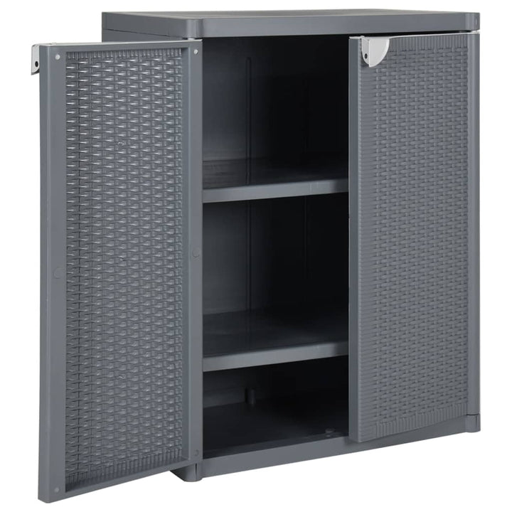 opbevaringsskab til haven 65x45x88 cm polyrattan grå