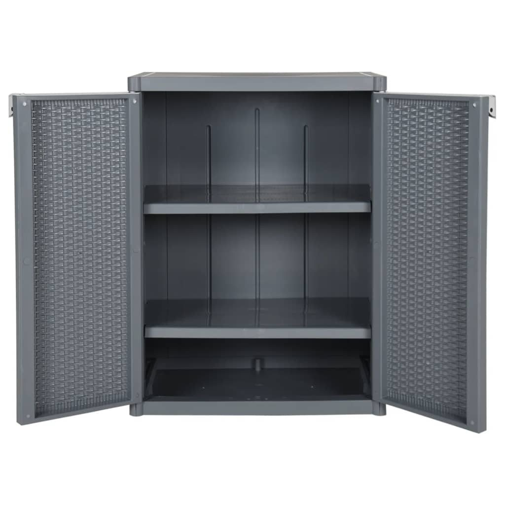 opbevaringsskab til haven 65x45x88 cm polyrattan grå