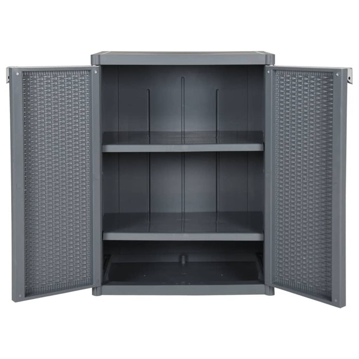 opbevaringsskab til haven 65x45x88 cm polyrattan grå