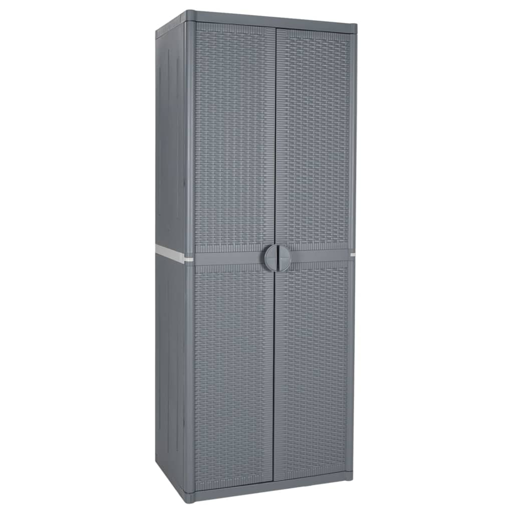 opbevaringsskab til haven 65x45x172 cm polyrattan grå