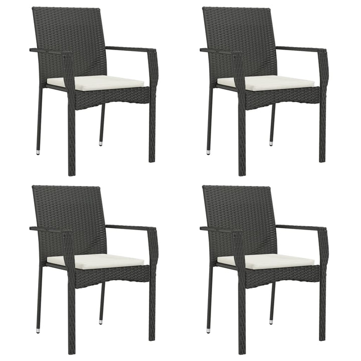 spisebordssæt til haven 5 dele med hynder polyrattan sort