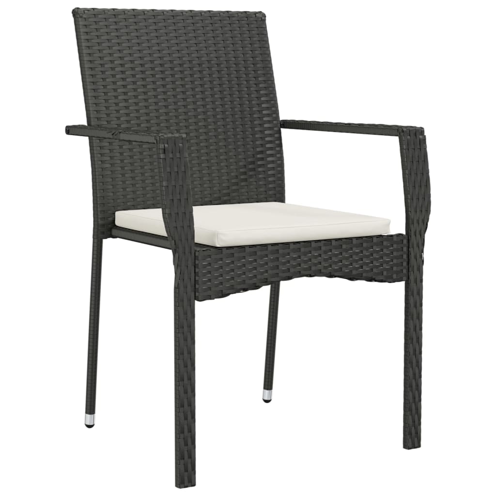 spisebordssæt til haven 5 dele med hynder polyrattan sort