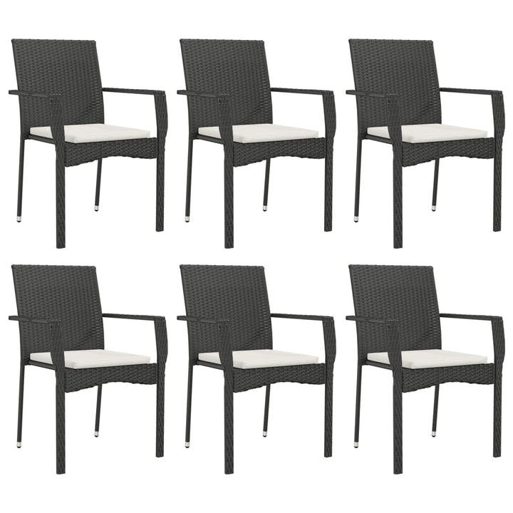 spisebordssæt til haven 7 dele med hynder polyrattan sort