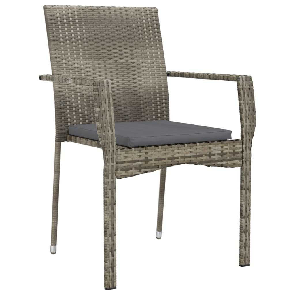 spisebordssæt til haven 5 dele med hynder polyrattan grå