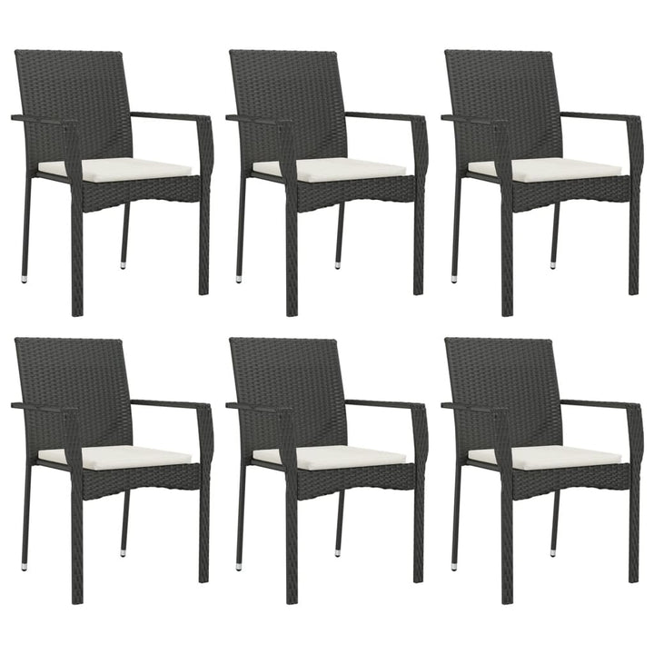 spisebordssæt til haven 7 dele med hynder polyrattan sort