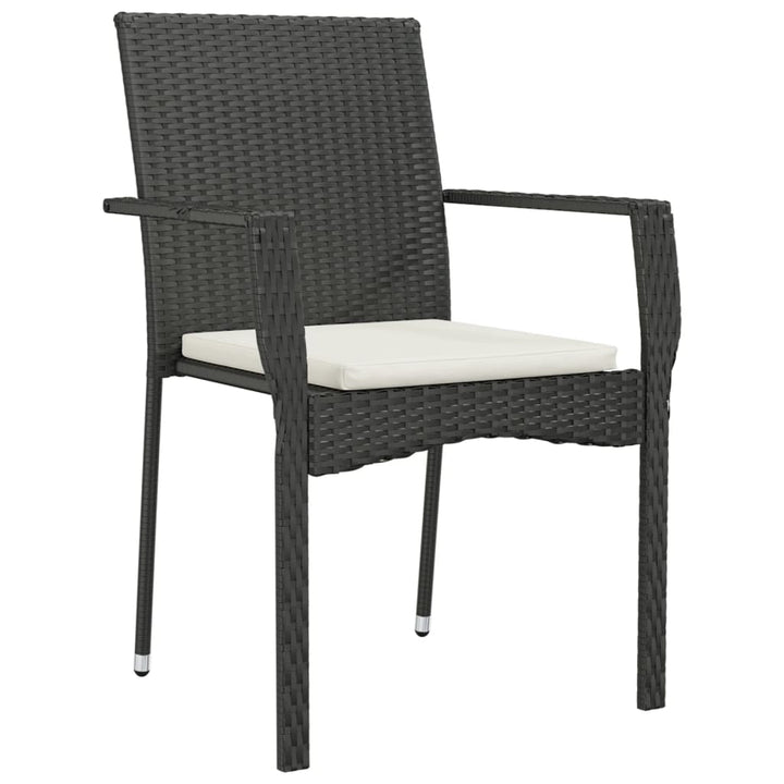 spisebordssæt til haven 7 dele med hynder polyrattan sort
