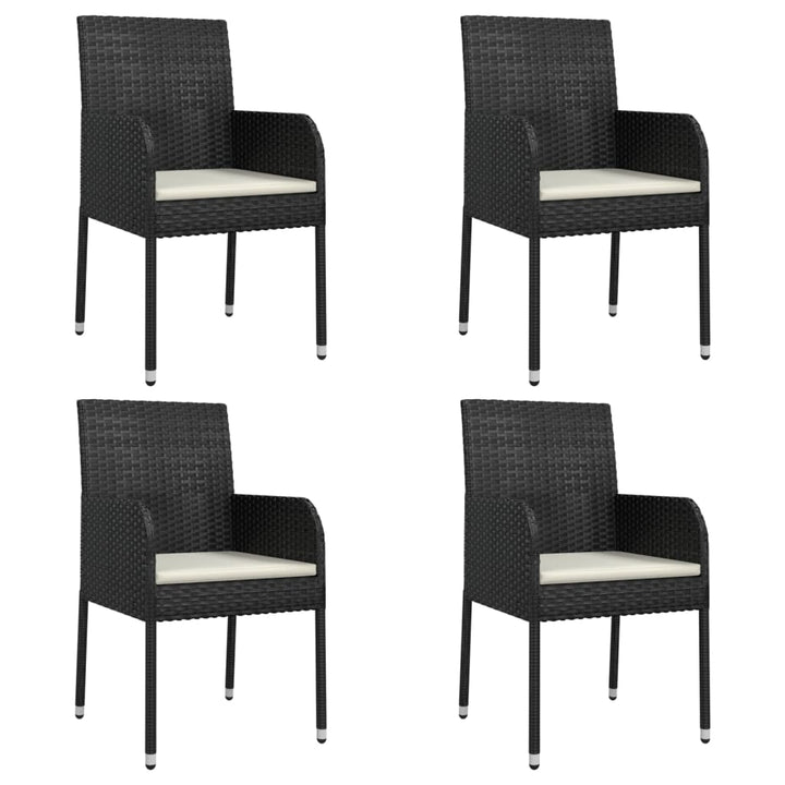 spisebordssæt til haven 5 dele med hynder polyrattan sort