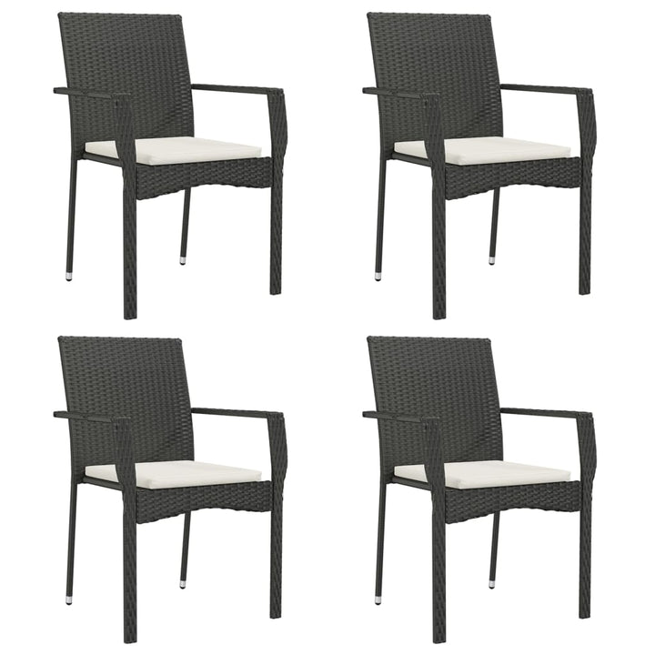 spisebordssæt til haven 5 dele med hynder polyrattan sort