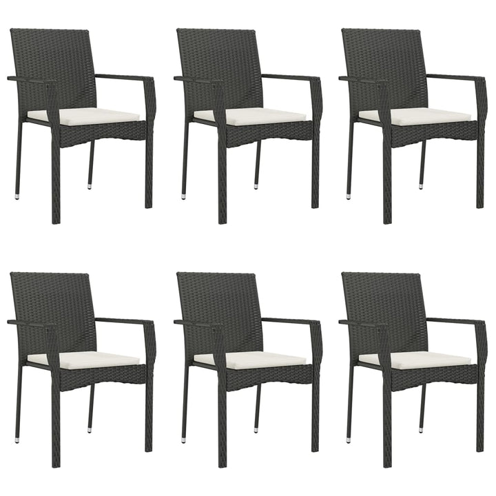 spisebordssæt til haven 7 dele med hynder polyrattan sort