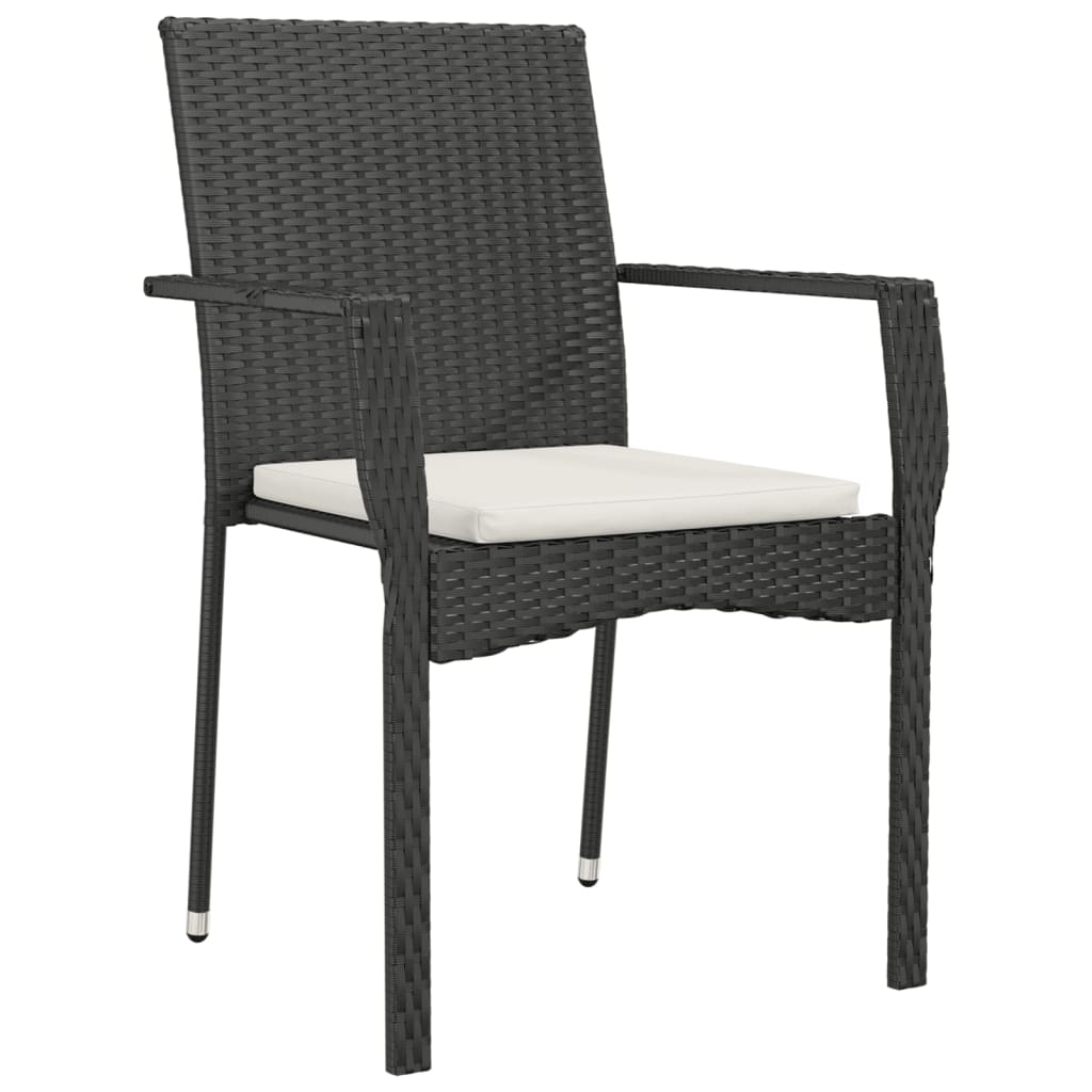 spisebordssæt til haven 7 dele med hynder polyrattan sort