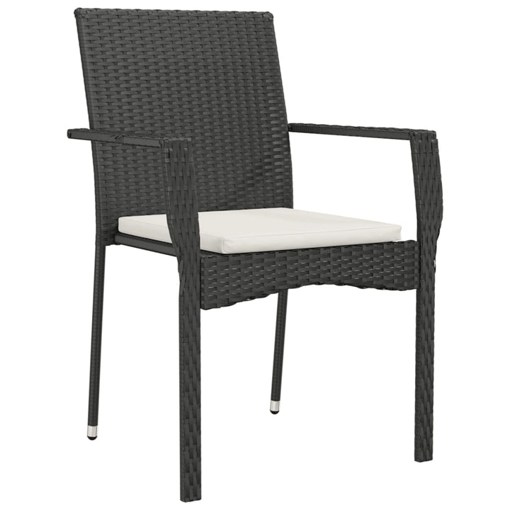 spisebordssæt til haven 7 dele med hynder polyrattan sort