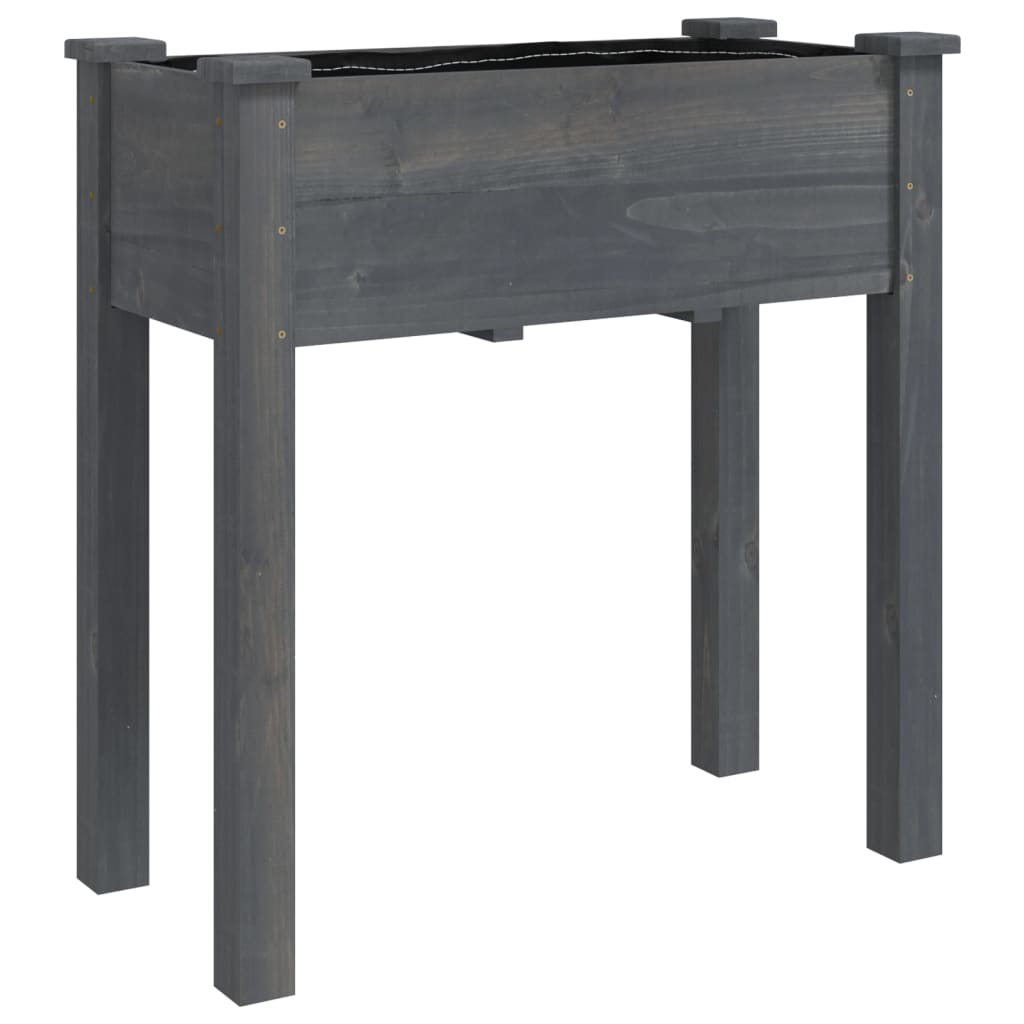 plantekasse med foring 71x37x76 cm massivt fyrretræ grå