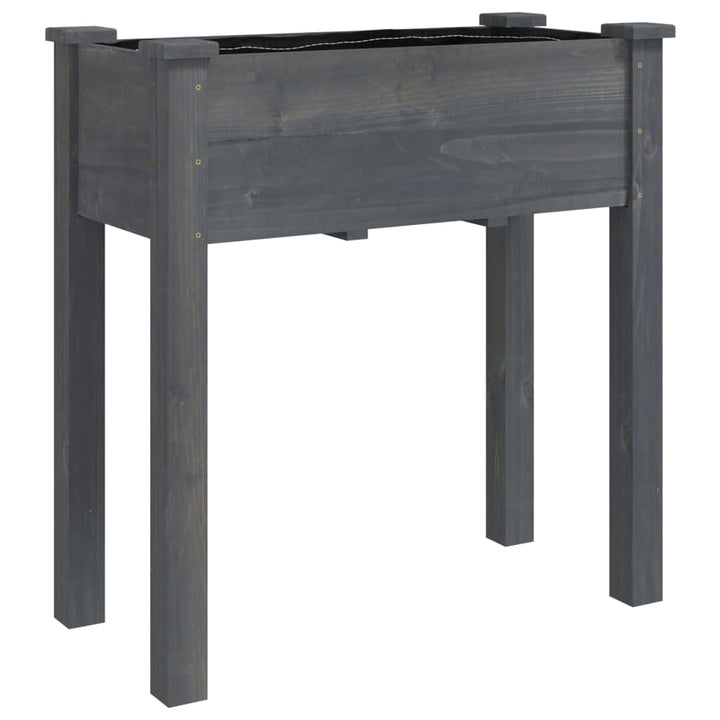 plantekasse med foring 71x37x76 cm massivt fyrretræ grå