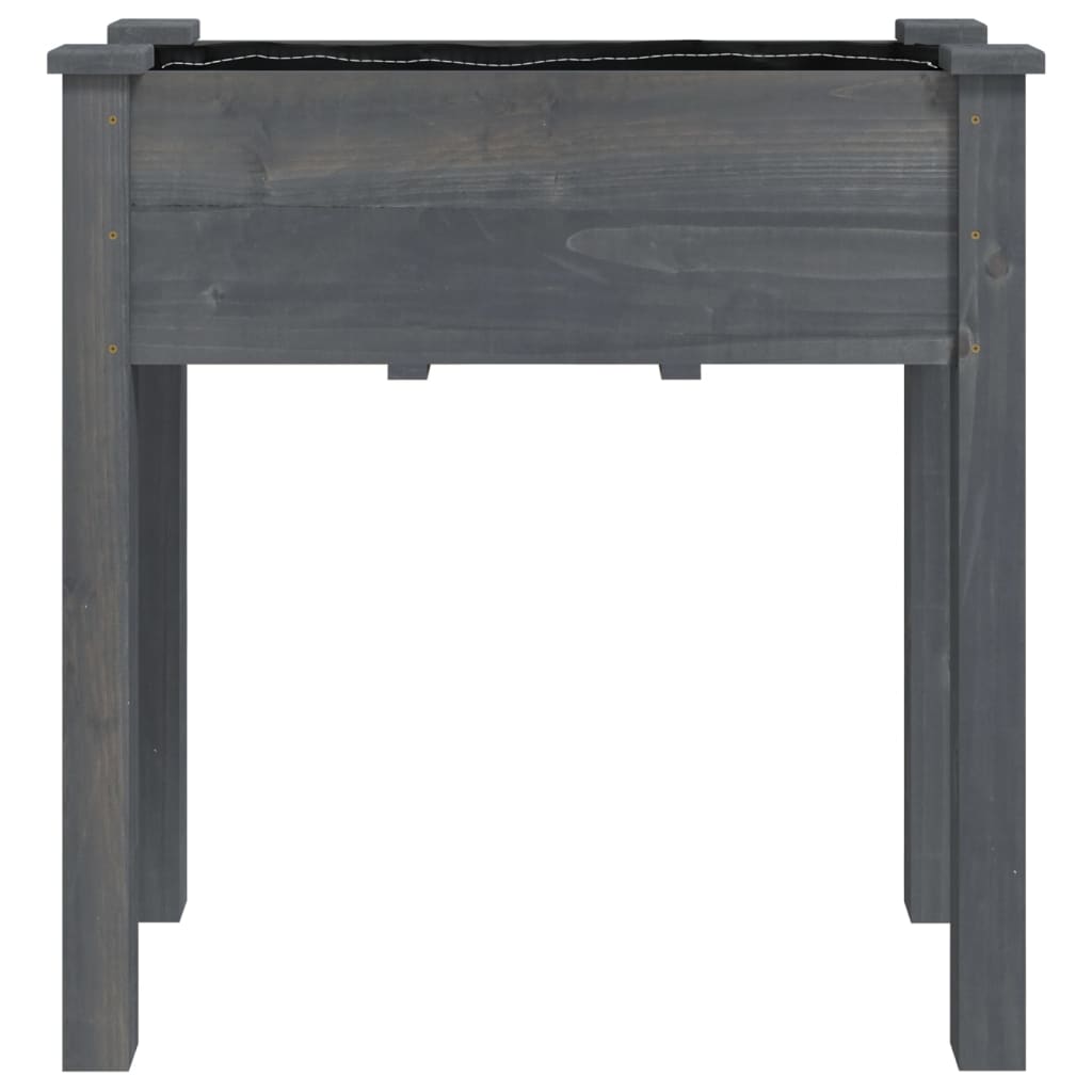 plantekasse med foring 71x37x76 cm massivt fyrretræ grå
