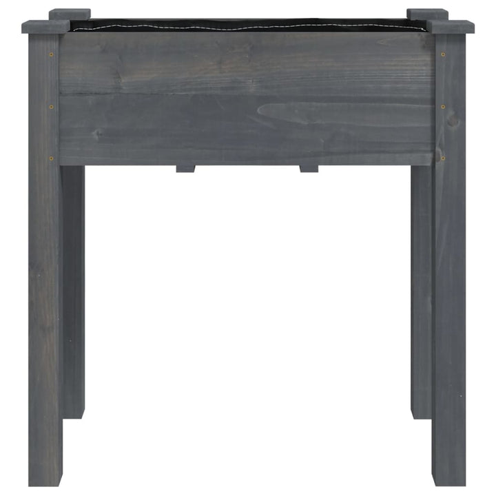 plantekasse med foring 71x37x76 cm massivt fyrretræ grå