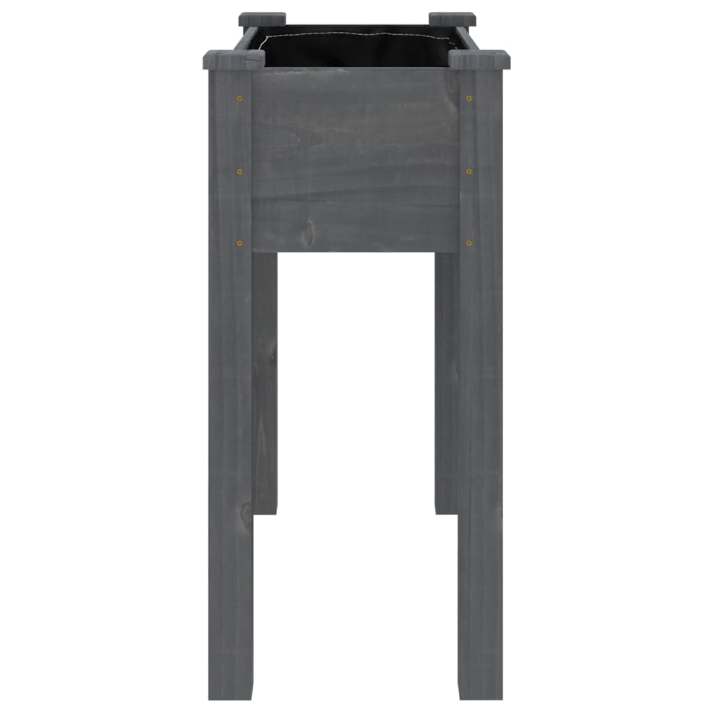 plantekasse med foring 71x37x76 cm massivt fyrretræ grå
