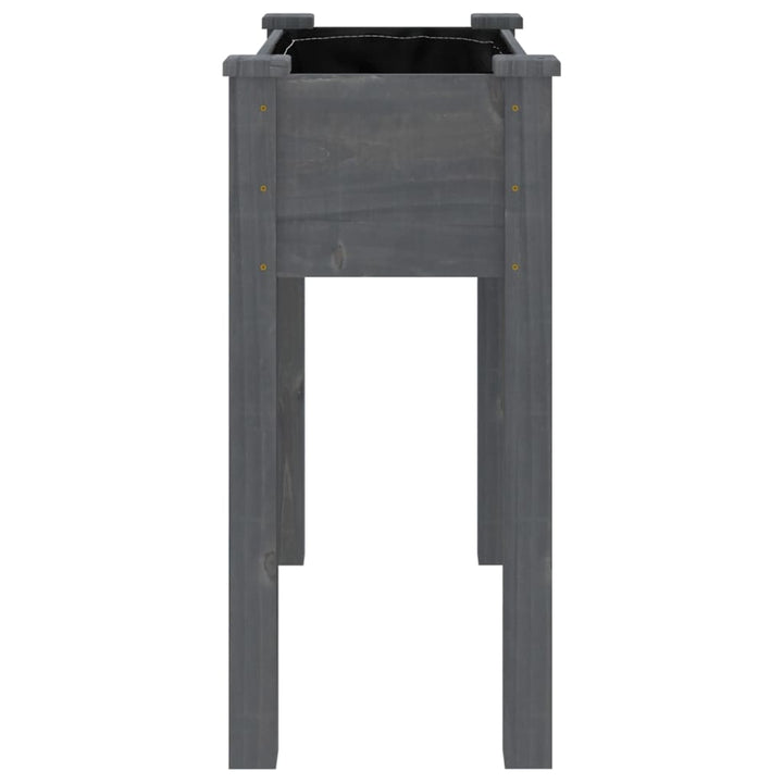 plantekasse med foring 71x37x76 cm massivt fyrretræ grå