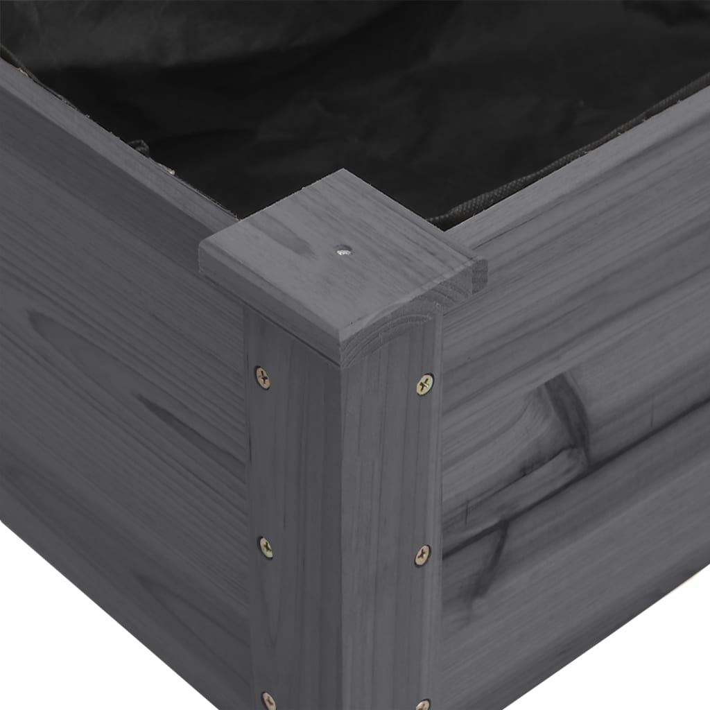 plantekasse med foring 71x37x76 cm massivt fyrretræ grå