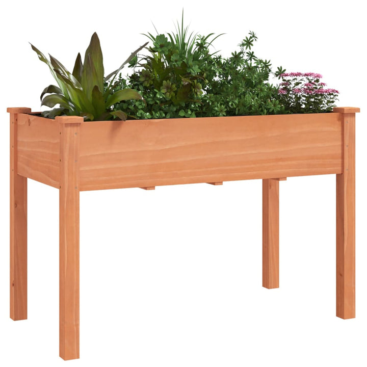 plantekasse med foring 118x59x76 cm massivt fyrretræ brun
