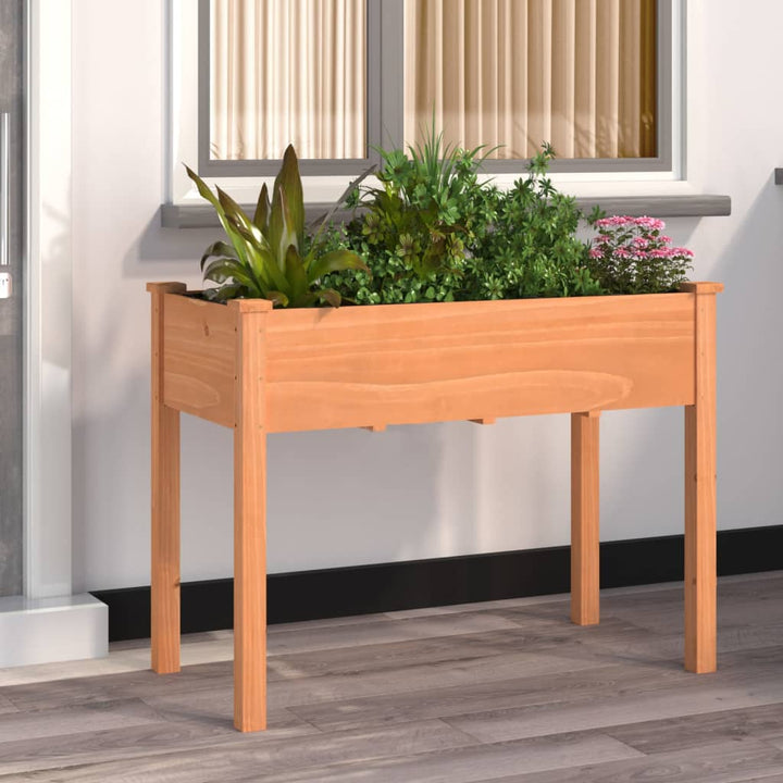 plantekasse med foring 118x59x76 cm massivt fyrretræ brun