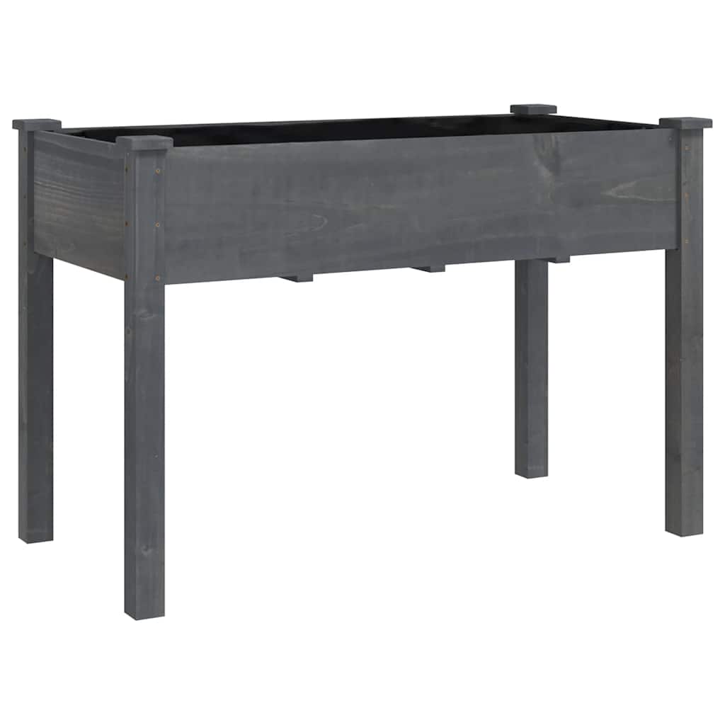 plantekasse med foring 118x59x76 cm massivt fyrretræ grå