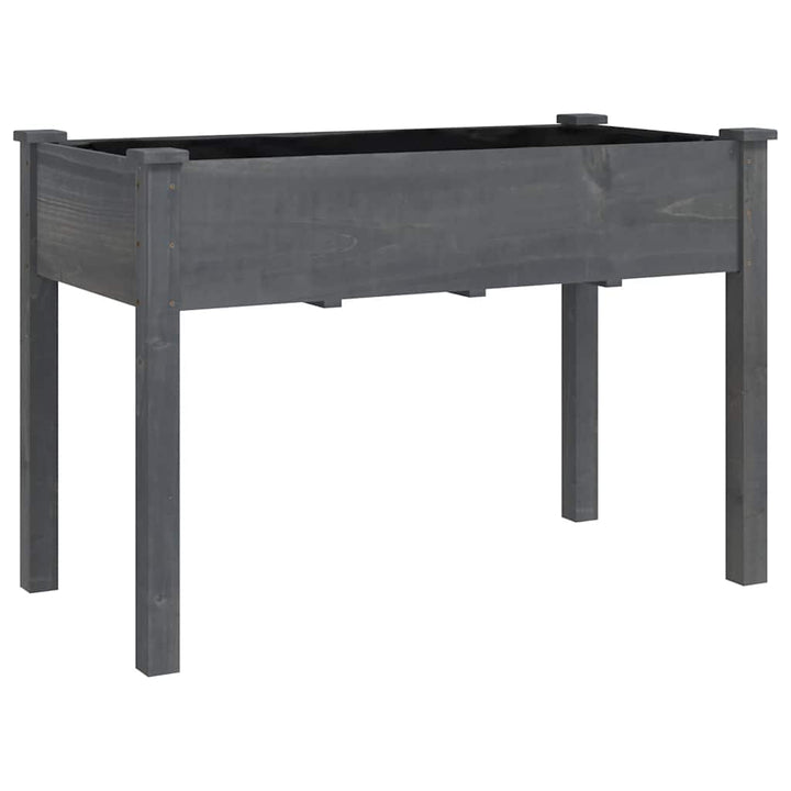 plantekasse med foring 118x59x76 cm massivt fyrretræ grå