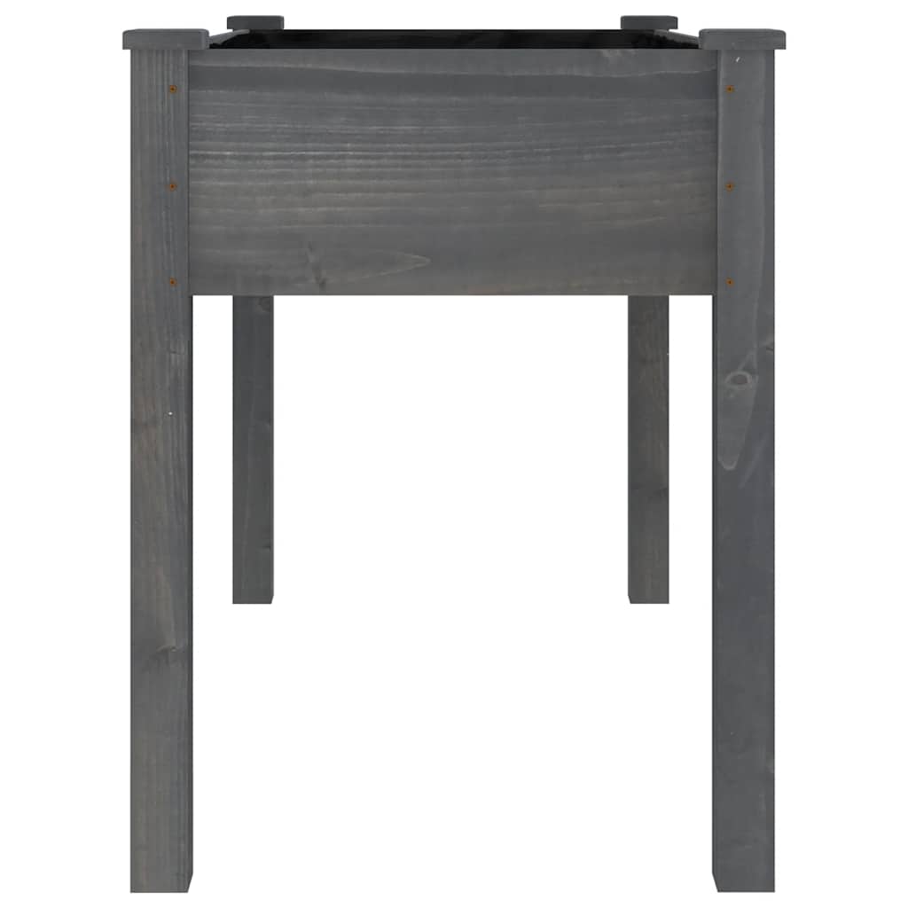 plantekasse med foring 118x59x76 cm massivt fyrretræ grå