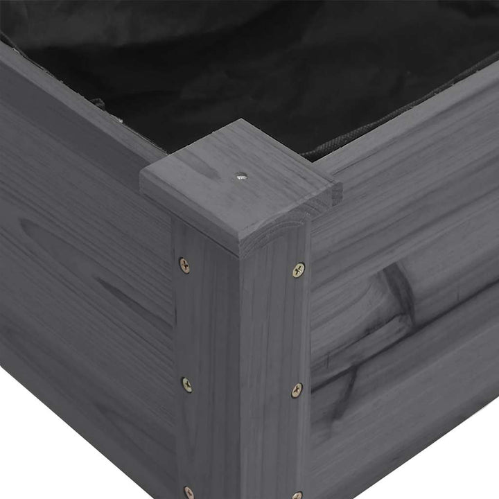 plantekasse med foring 118x59x76 cm massivt fyrretræ grå