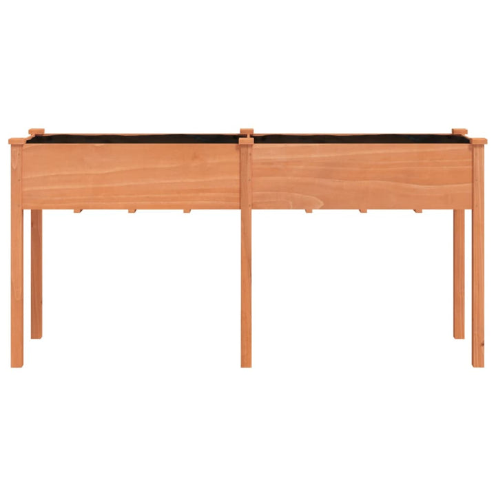 plantekasse med foring 161x45x76 cm massivt fyrretræ brun