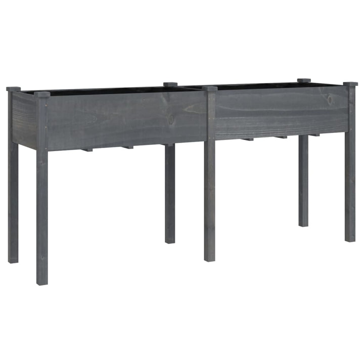 plantekasse med foring 161x45x76 cm massivt fyrretræ grå