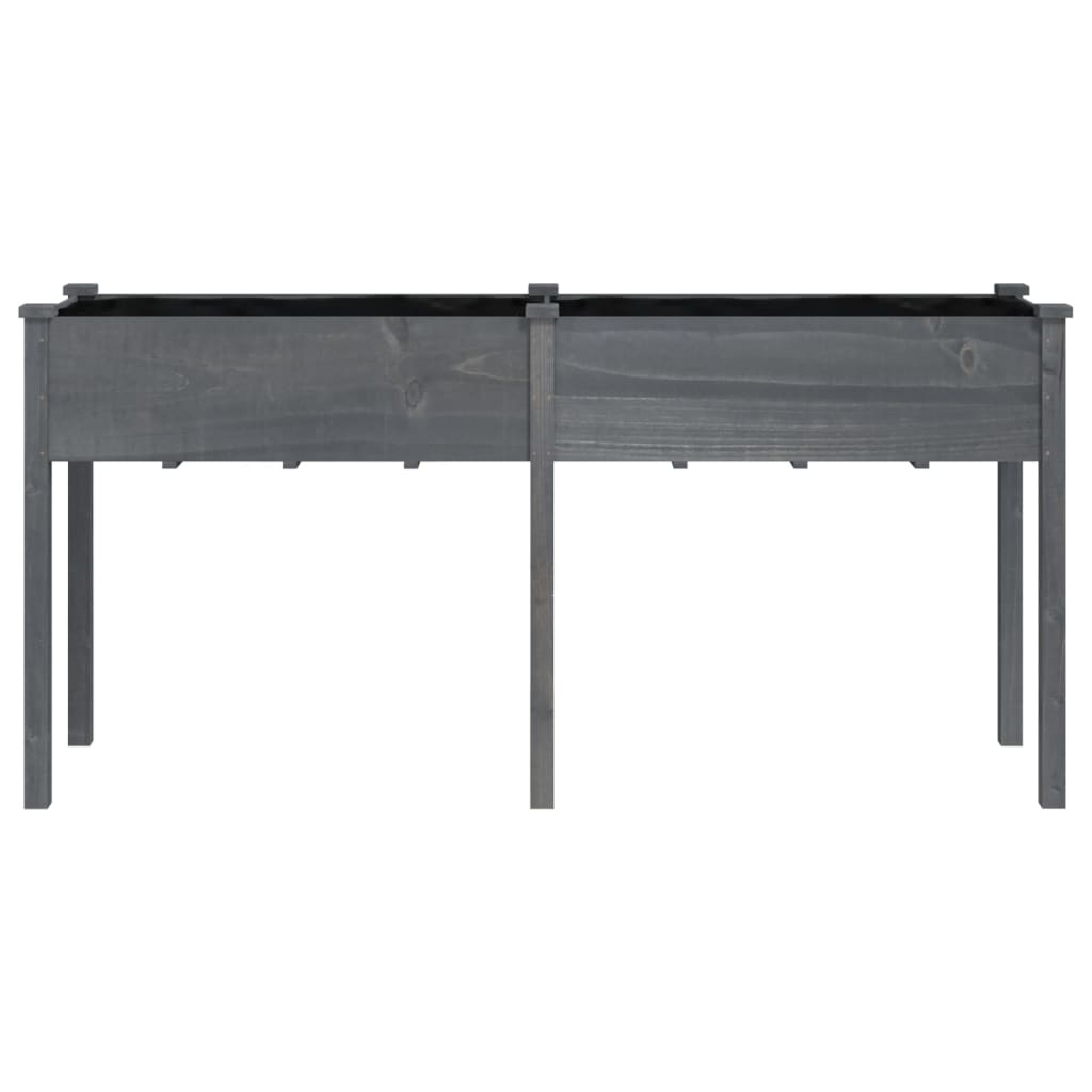 plantekasse med foring 161x45x76 cm massivt fyrretræ grå