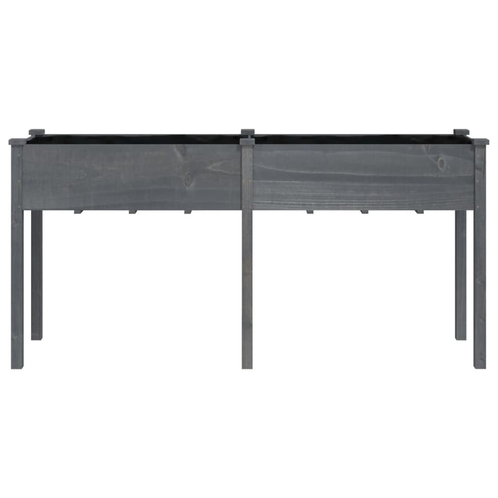 plantekasse med foring 161x45x76 cm massivt fyrretræ grå