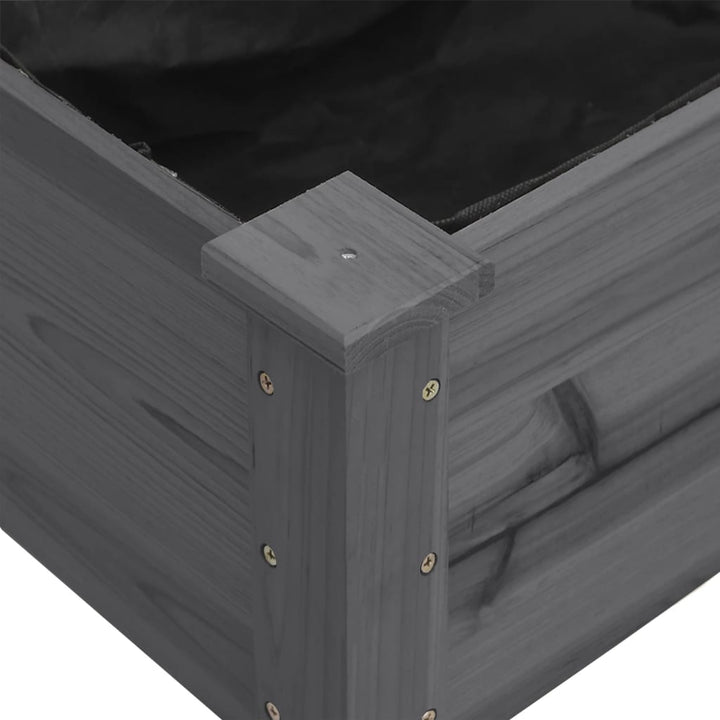 plantekasse med foring 161x45x76 cm massivt fyrretræ grå