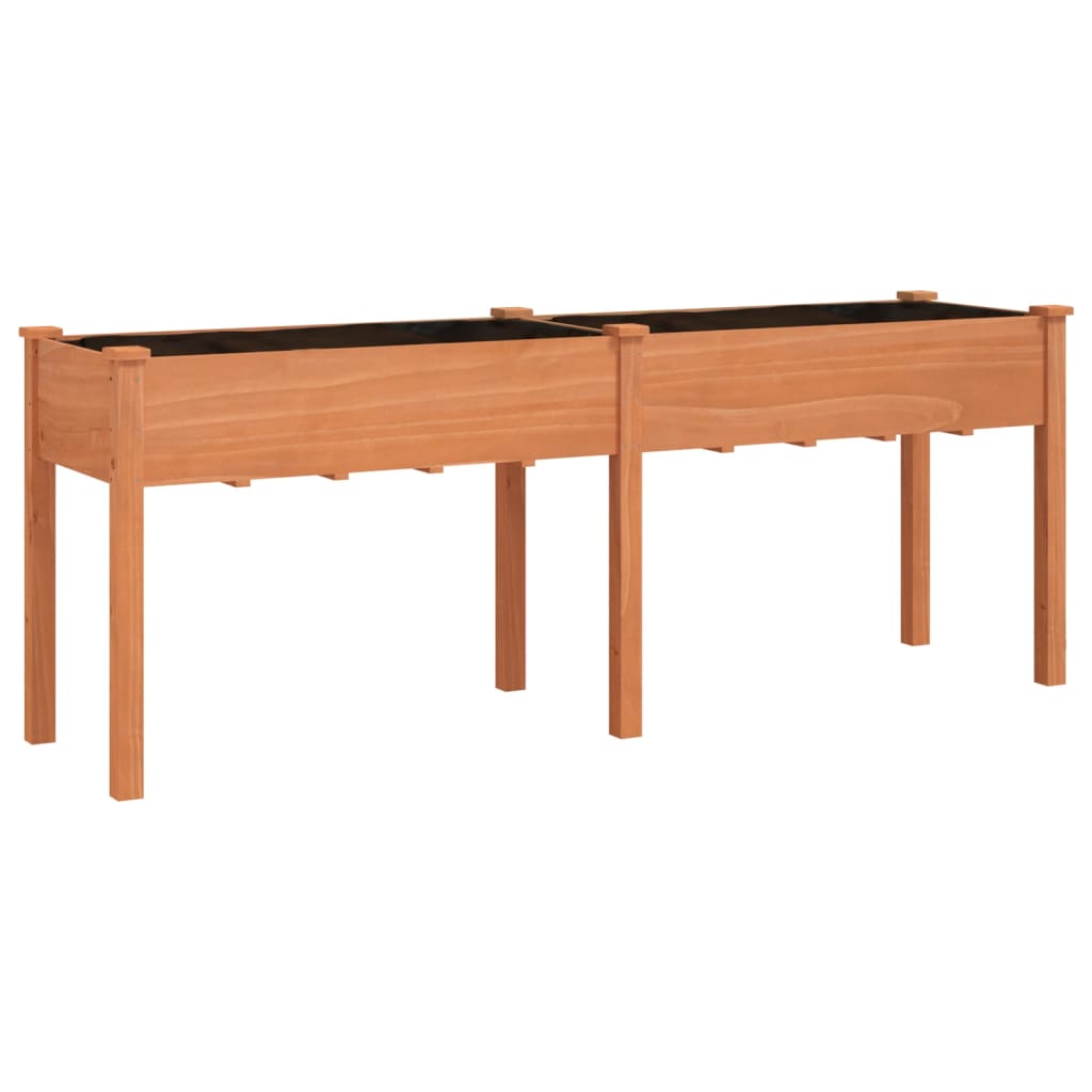 plantekasse med foring 203x53x76 cm massivt fyrretræ brun