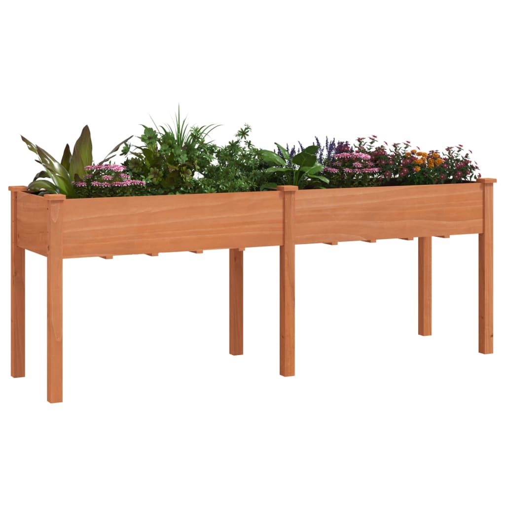 plantekasse med foring 203x53x76 cm massivt fyrretræ brun