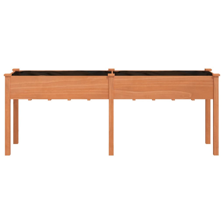plantekasse med foring 203x53x76 cm massivt fyrretræ brun