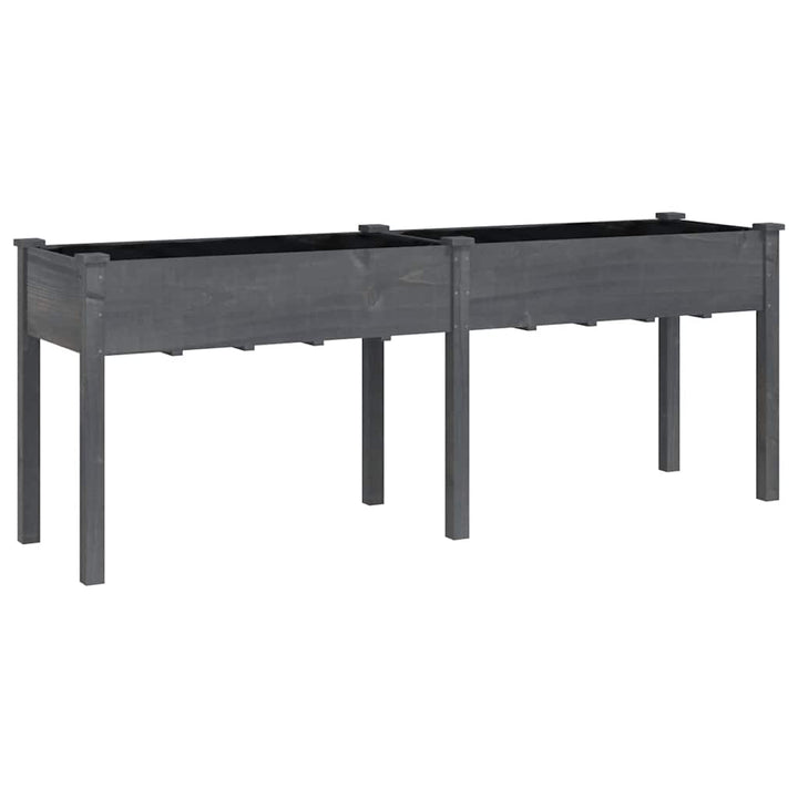 plantekasse med foring 203x53x76 cm massivt fyrretræ grå
