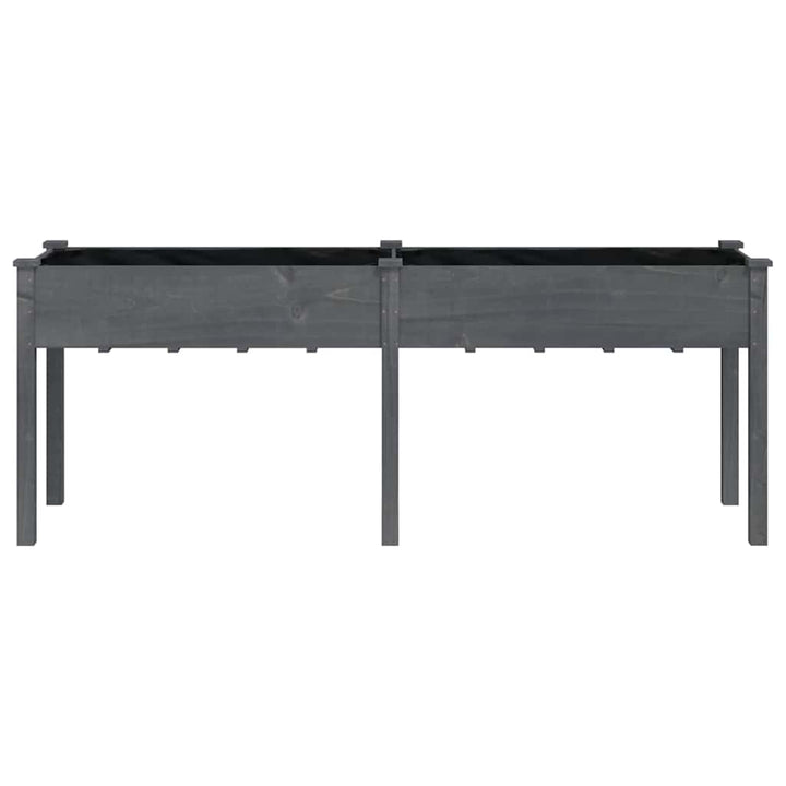 plantekasse med foring 203x53x76 cm massivt fyrretræ grå