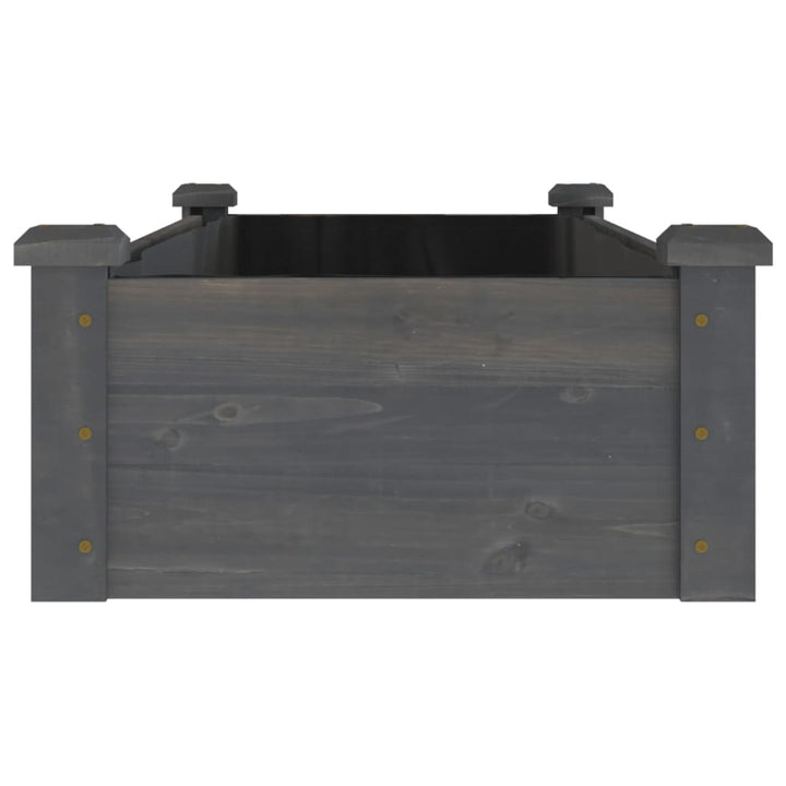 højbed med foring 120x45x25 cm massivt fyrretræ grå