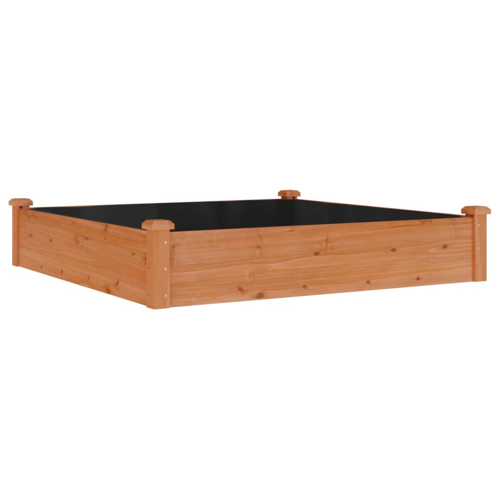 højbed med foring 120x120x25 cm massivt fyrretræ brun
