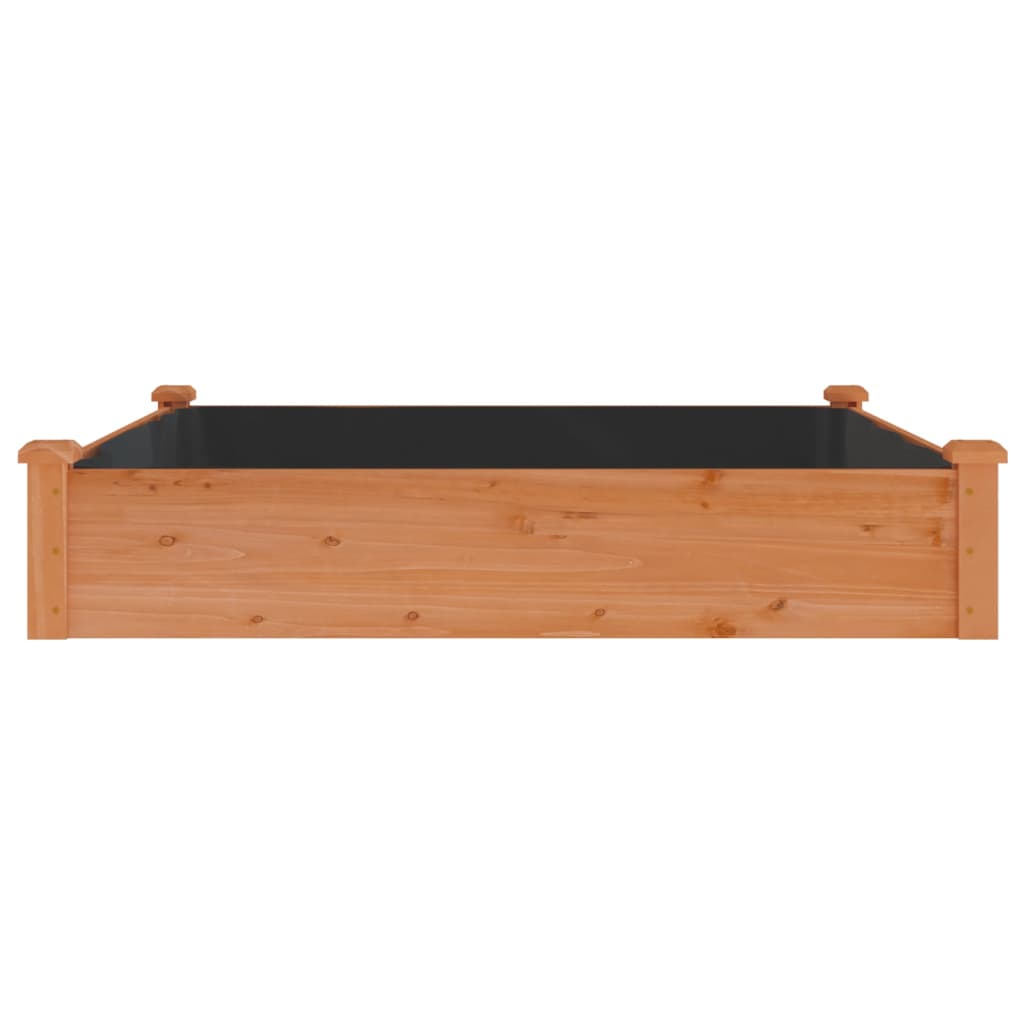 højbed med foring 120x120x25 cm massivt fyrretræ brun