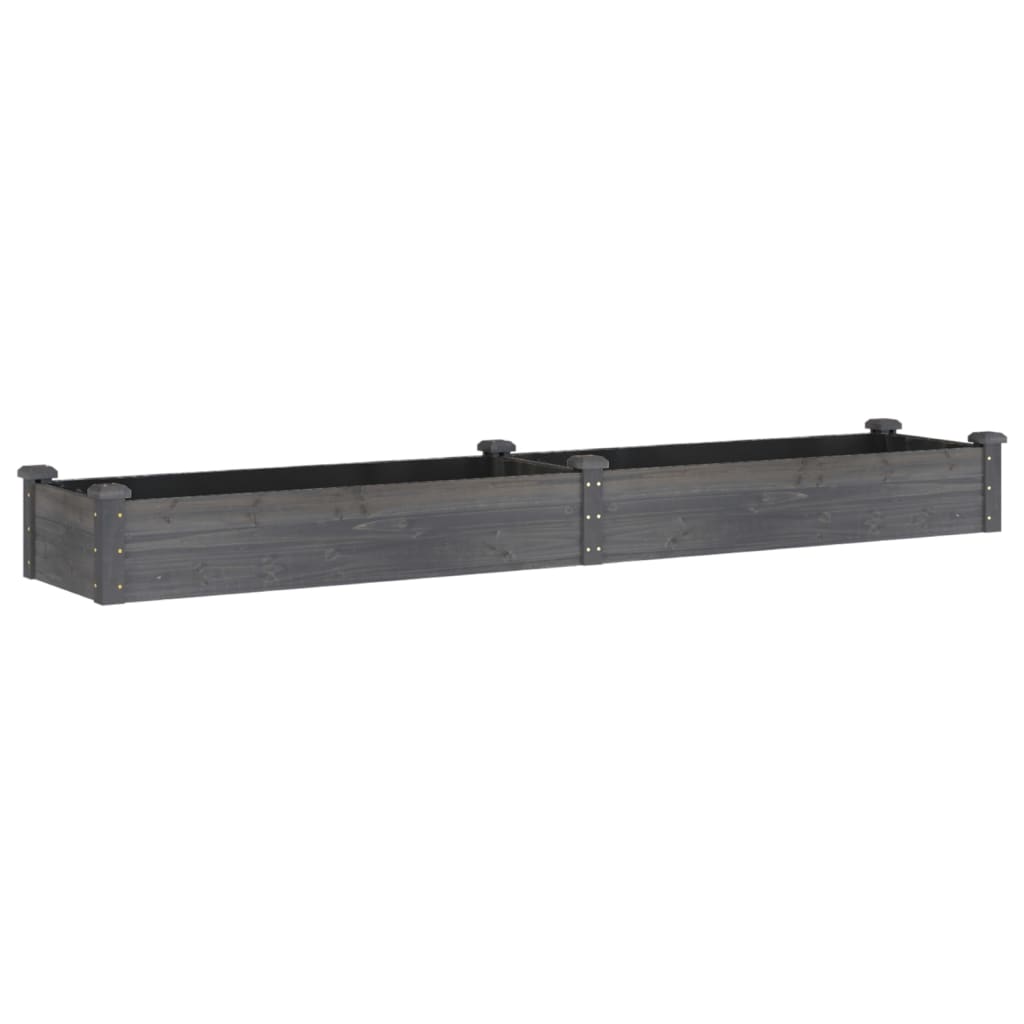plantekasse med foring 240x45x25 cm massivt fyrretræ grå
