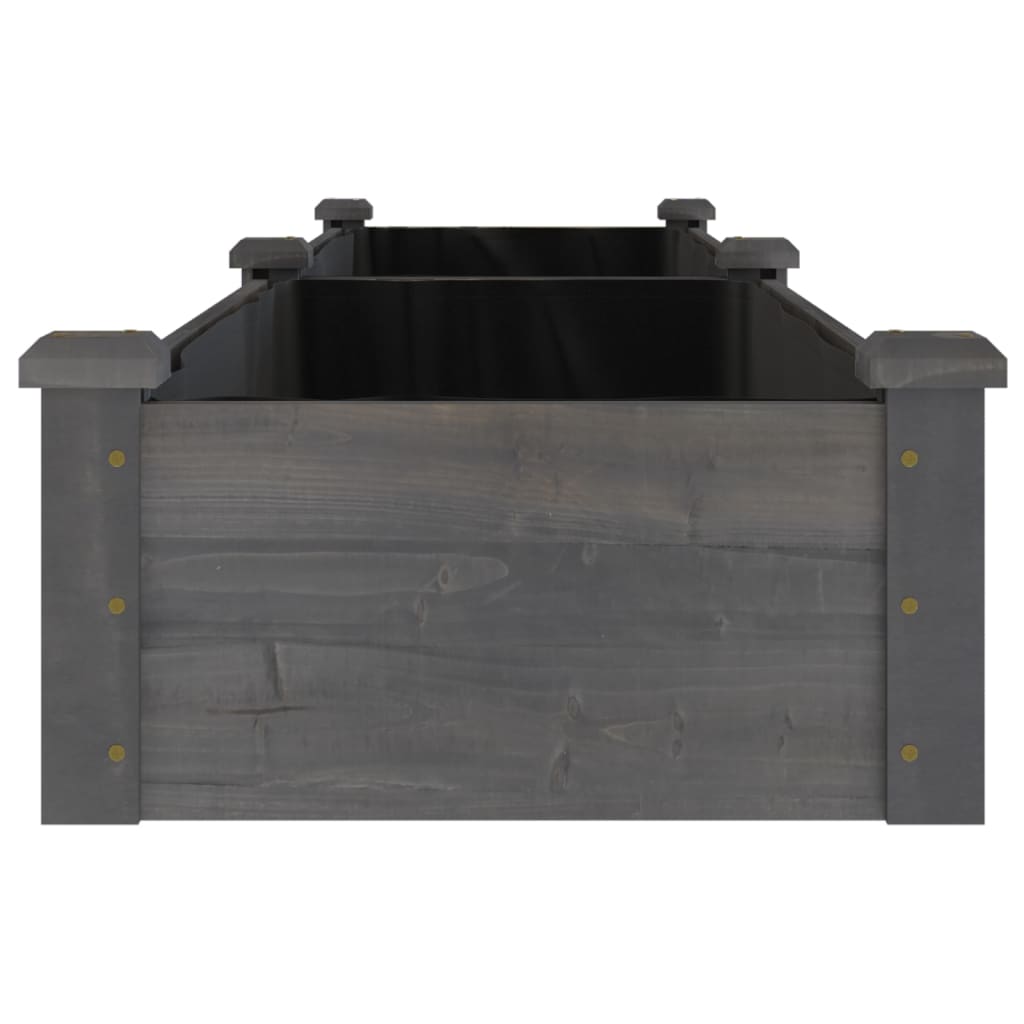 plantekasse med foring 240x45x25 cm massivt fyrretræ grå