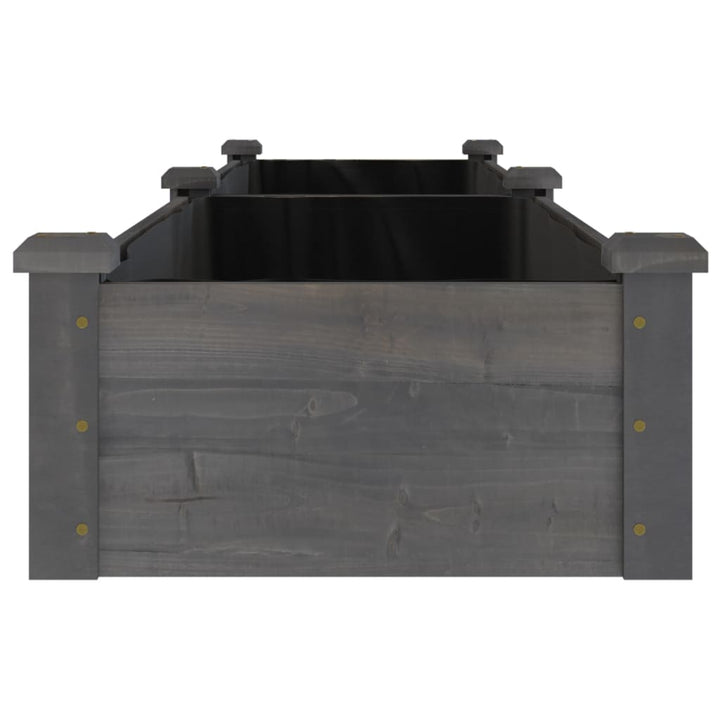 plantekasse med foring 240x45x25 cm massivt fyrretræ grå