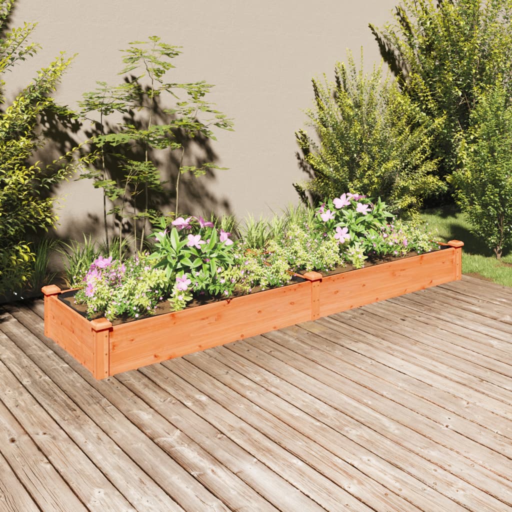 plantekasse med foring 240x60x25 cm massivt fyrretræ brun