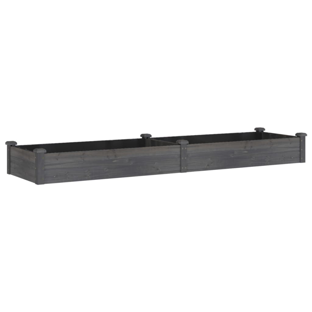 plantekasse med foring 240x60x25 cm massivt fyrretræ grå