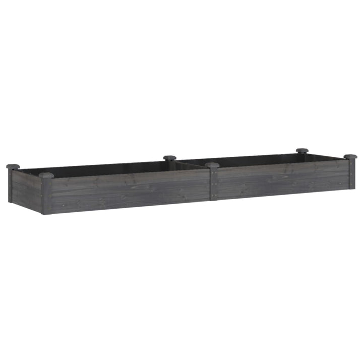 plantekasse med foring 240x60x25 cm massivt fyrretræ grå
